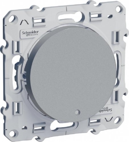Переключатель с подсветкой без рамки Schneider Electric Odace 1-кл. проходной алюминий картинка